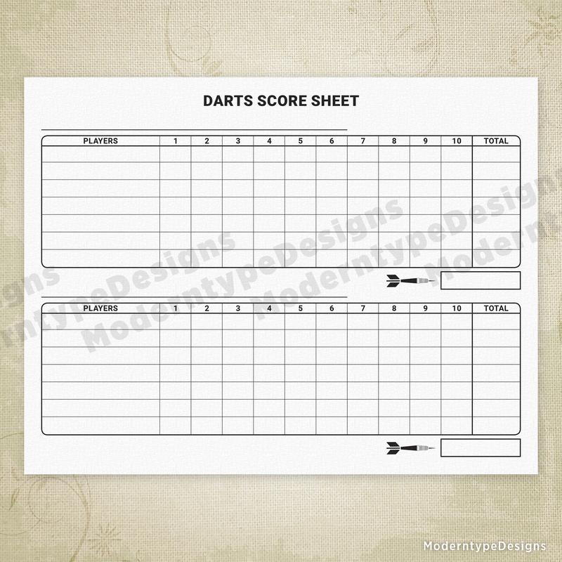 dart game score sheets